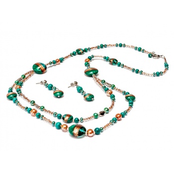 Šperky Murano Millefiori - Set FLAVIA - zelený