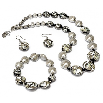 Šperky Murano Millefiori - Set ISADORA - šedý