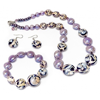 Šperky Murano Millefiori - Set ISADORA - fialový