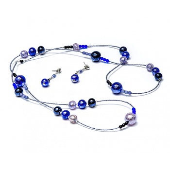 Šperky Murano Millefiori - Set SALINA - modrý