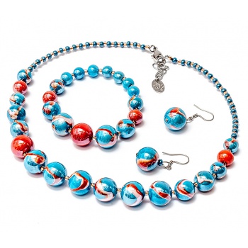 Šperky Murano Millefiori - Set OTILIA - modrý