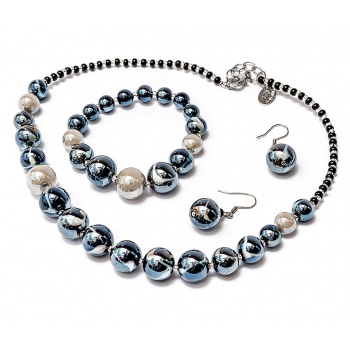 Šperky Murano Millefiori - Set OTILIA - šedý