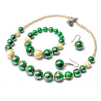 Šperky Murano Millefiori - Set OTILIA - zelený