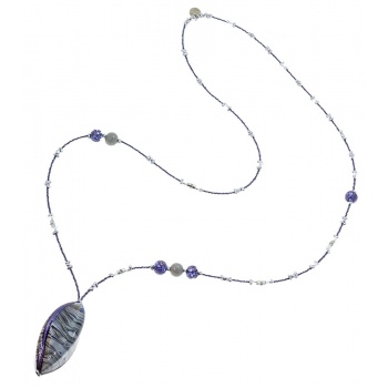 Šperky Murano Millefiori - Náhrdelník ISKRA - šedý