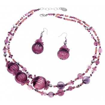 Šperky Murano Millefiori - Set OLESYA - fialový
