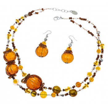 Šperky Murano Millefiori - Set OLESYA - hnedý