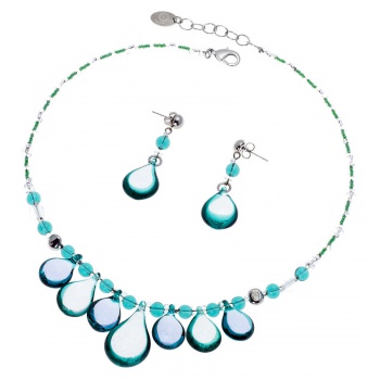 Šperky Murano Millefiori - Set ZINANDA - tyrkysový