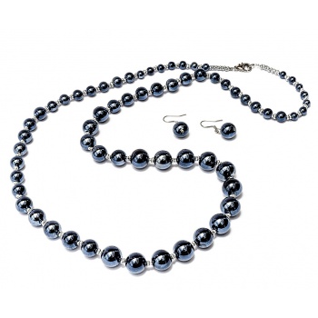 Šperky Murano Millefiori - Set TERESA - oceľovo čierny