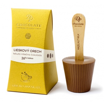 Ručne robené čokolády a pralinky - Tekutá čokoláda mliečna Lieskový orech - 26%