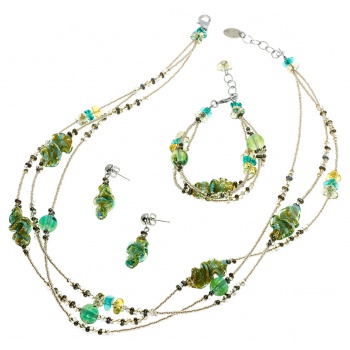 Šperky Murano Millefiori - Set LAURA - tyrkysová