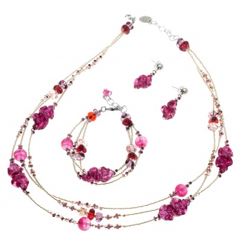 Šperky Murano Millefiori - Set LAURA - ružová